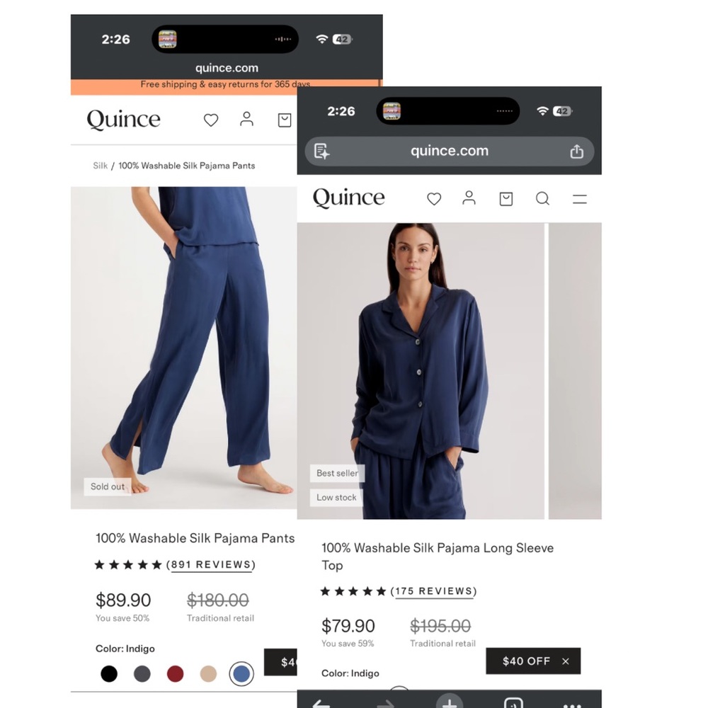 Quince Navy Silk Pajama Set